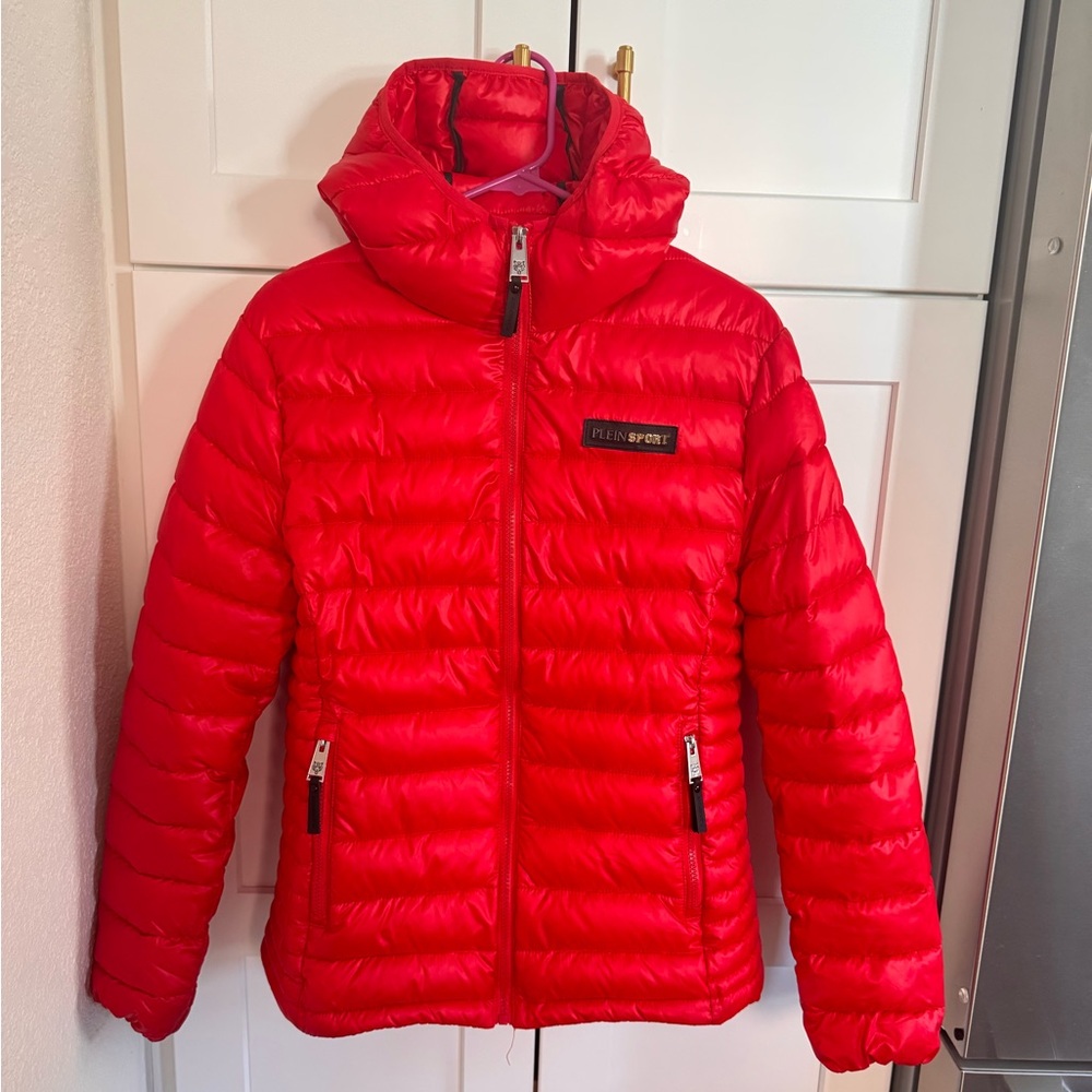 Plein Sport Agatha Puffer Coat/Parka. Red. IT 46/US L-XL